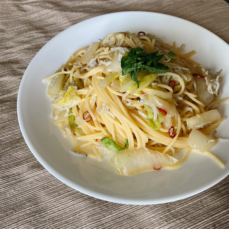 白菜としらすの和風パスタ