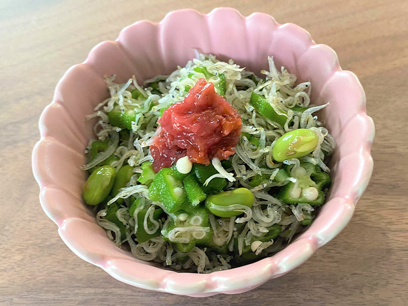 オクラと枝豆のじゃこあえ