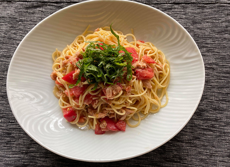 トマトと大葉のあっさりパスタ
