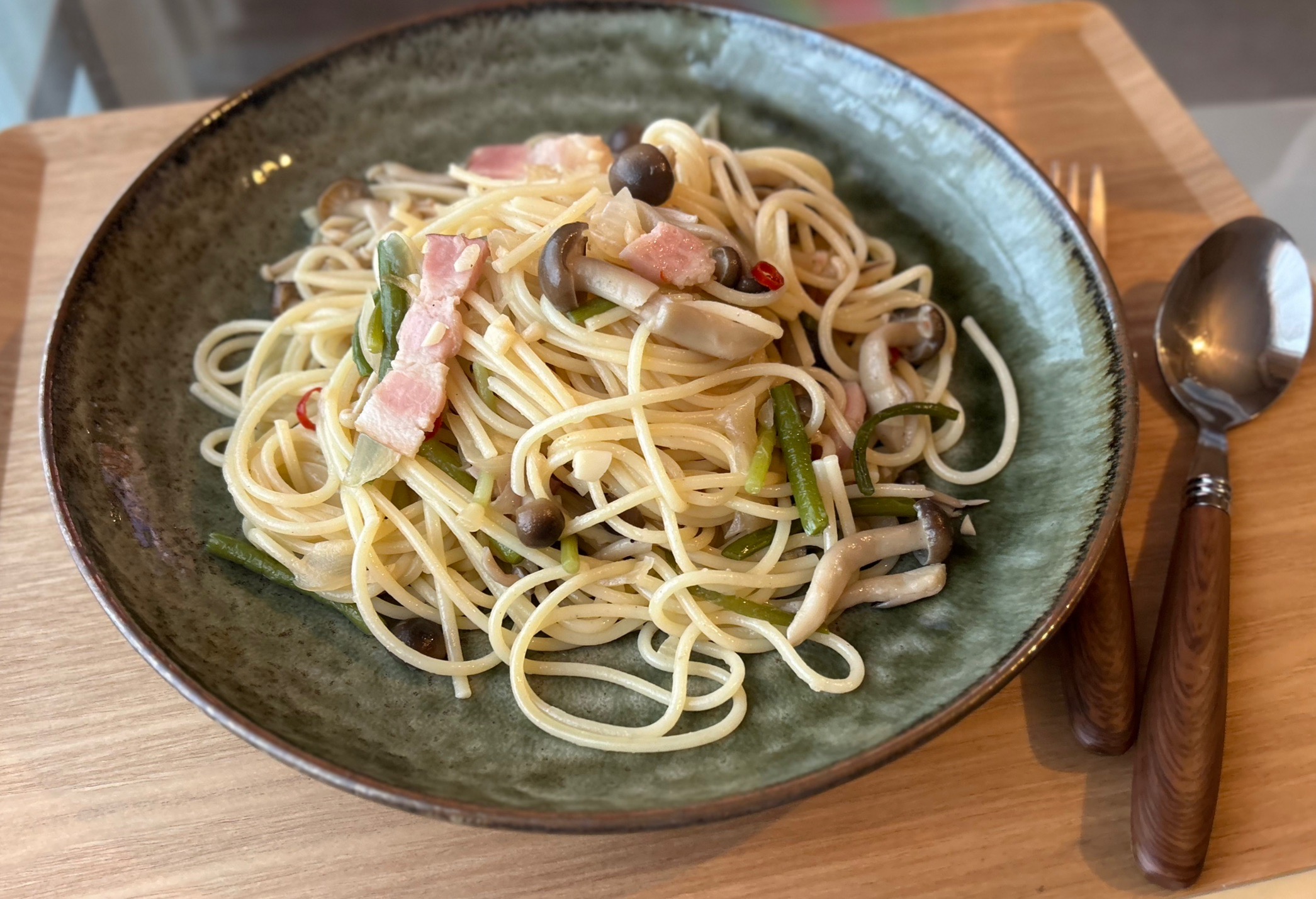 にんにくの芽ときのこの和風ペペロンチーノ